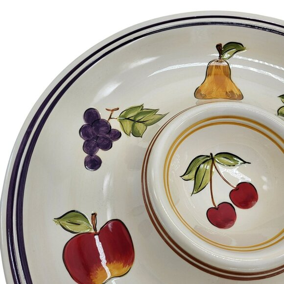 Tabletops Lifestyles Simple Fruit Dip and Chip Bowl 1 Piece Off White 13” - Picture 6 of 9